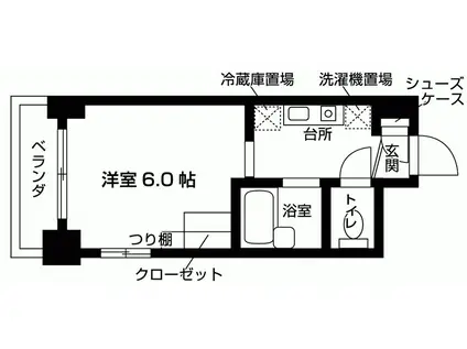 シャトー北習志野(1K/3階)の間取り写真