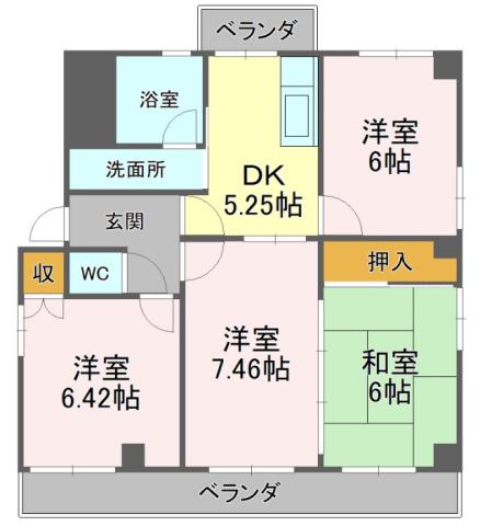 ビオレビル(4DK/3階)の間取り写真