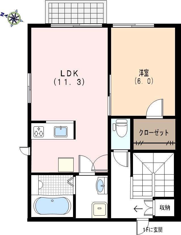 LAPAZ御影(1LDK/2階)の間取り写真