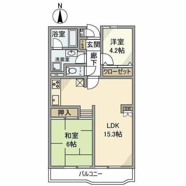 グレイスさがみ野(2LDK/9階)の間取り写真