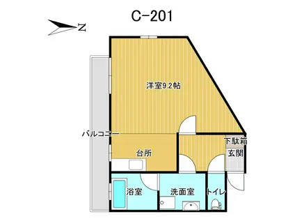 トトロ21C(1K/2階)の間取り写真