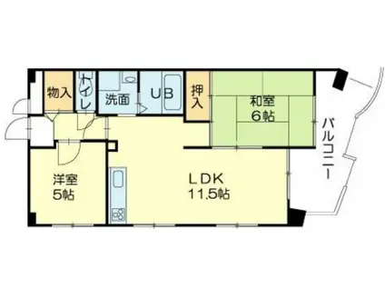 ロイヤルコーポ宝殿(2LDK/6階)の間取り写真