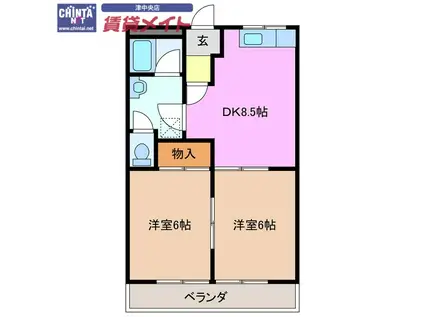 ラメール I(2DK/2階)の間取り写真