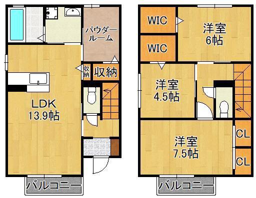 セジュール原町V(3LDK/1階)の間取り写真