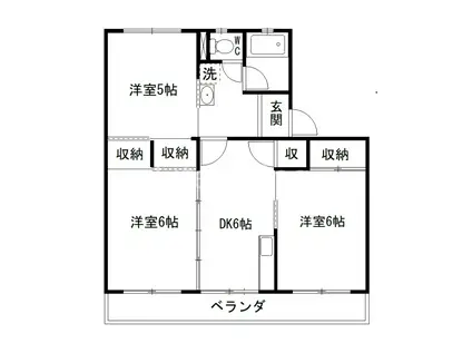 スカイハイツ(3DK/4階)の間取り写真