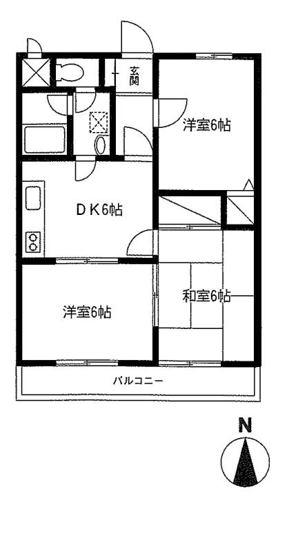 メゾンセンシブル(3DK/2階)の間取り写真