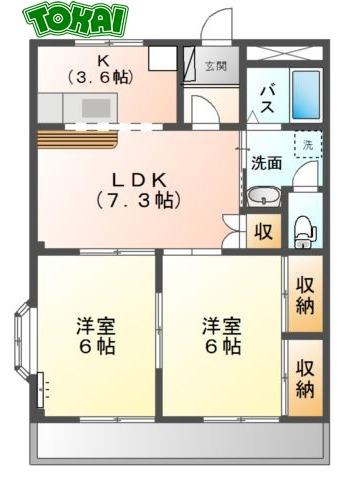 メゾンファン(2LDK/1階)の間取り写真