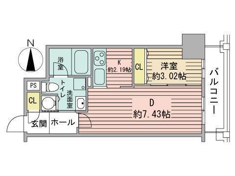 レジディア大通西(1DK/6階)の間取り写真