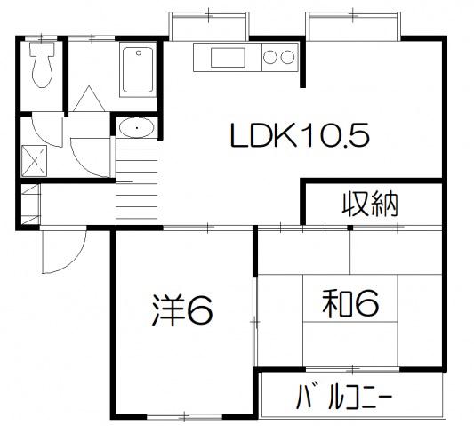 光ハイツ(2LDK/2階)の間取り写真