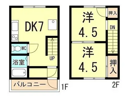 グランビア灘西館(2LDK/2階)の間取り写真