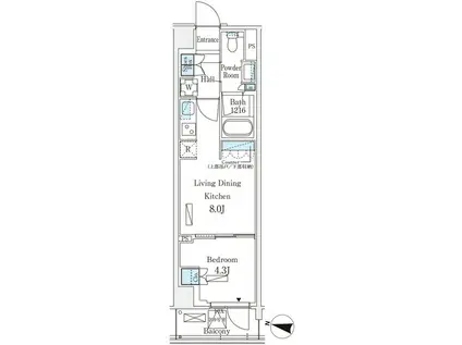 ロイヤルパークス赤羽サウス(1LDK/2階)の間取り写真