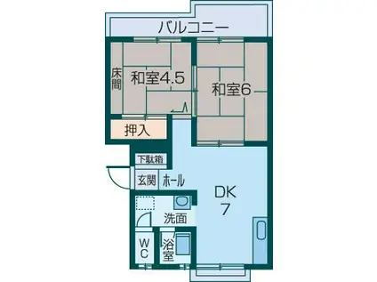 森田マンション(2DK/1階)の間取り写真