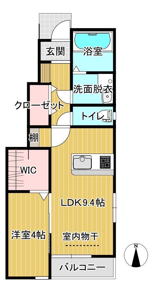 カルムSS(1LDK/1階)の間取り写真
