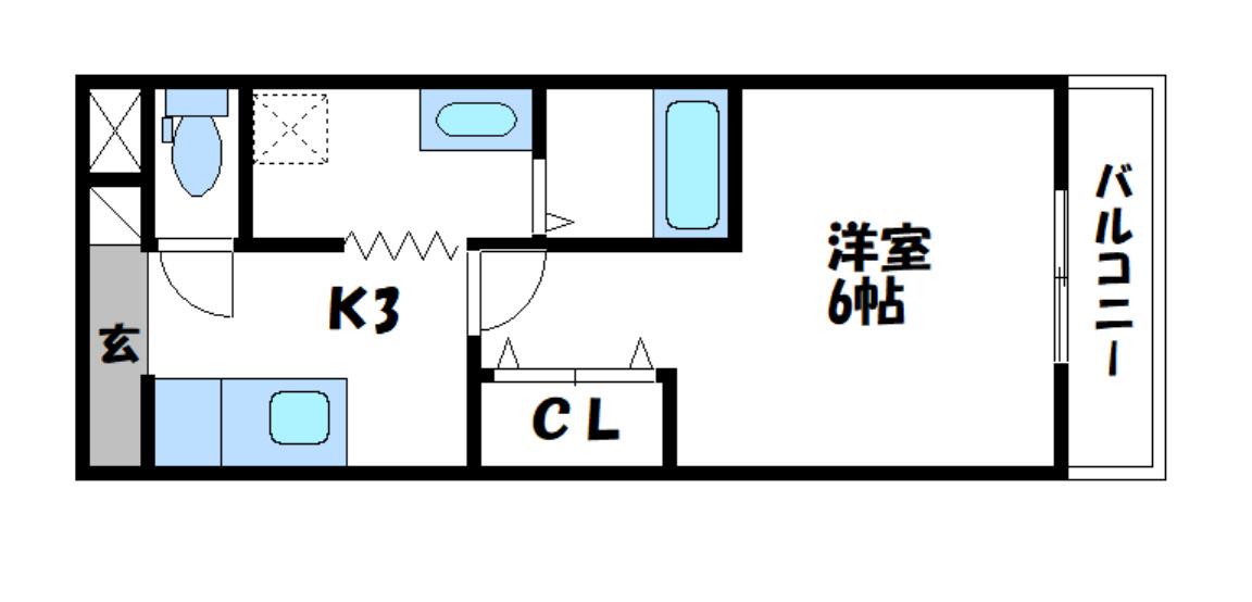 ノースパーク(1K/1階)の間取り写真
