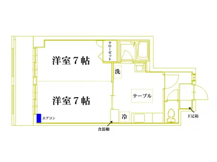 パークハイム西山王(1DK/2階)の間取り写真