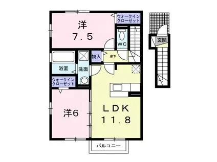 パークス南町(2LDK/2階)の間取り写真