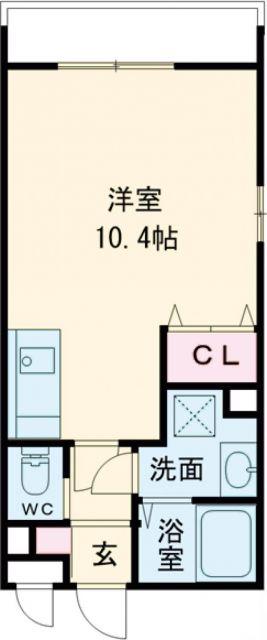 スリールS(ワンルーム/2階)の間取り写真