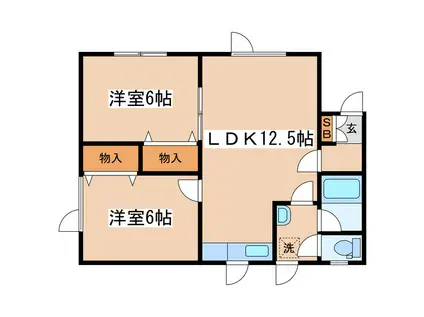 ハイツ弥生(2LDK/2階)の間取り写真