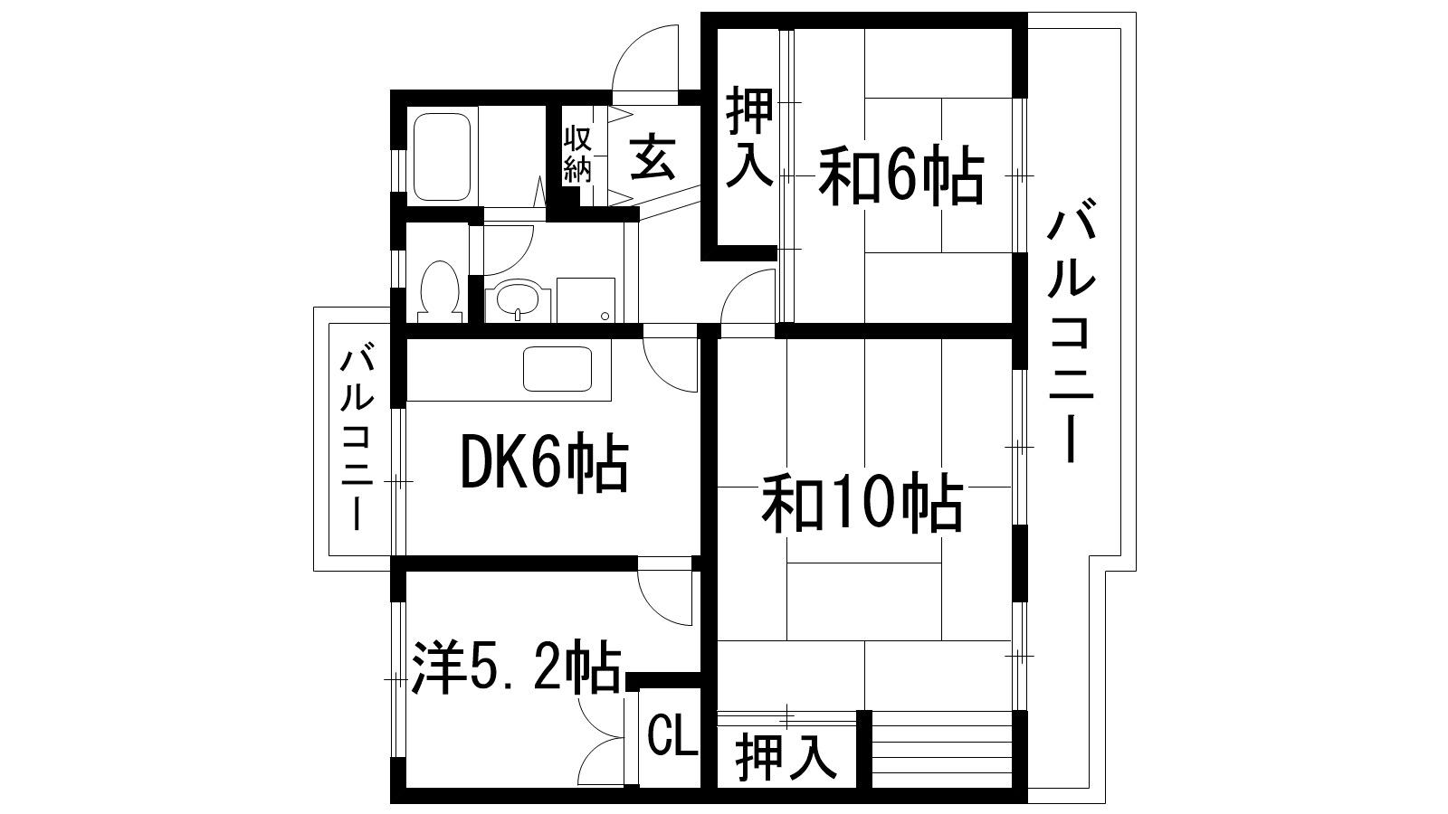 中山五月台14号棟(3DK/2階)の間取り写真