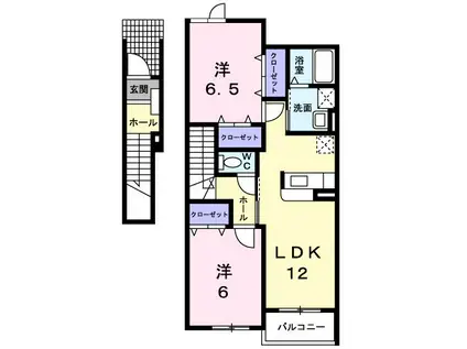 ベル・アルバA(2LDK/2階)の間取り写真