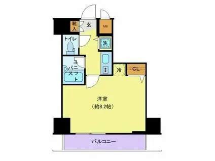 グランドガーラ麻布十番(1K/5階)の間取り写真