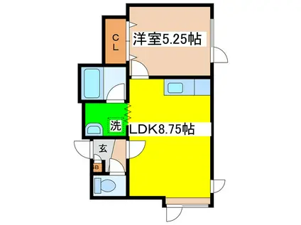 ハイツ幸(1LDK/2階)の間取り写真