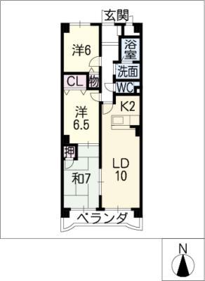 カーサ長良パーク(3LDK/5階)の間取り写真