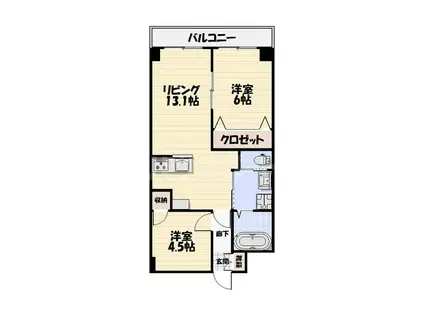 フェアリーヒルズ保木間(1SLDK/2階)の間取り写真