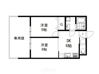 さくらヴィレッジ(2DK/1階)の間取り写真