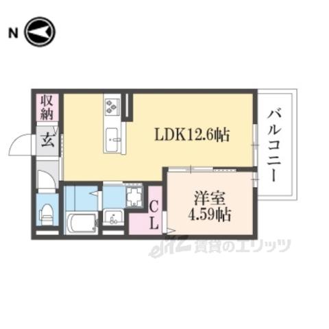 SIDE西ノ京(1LDK/1階)の間取り写真