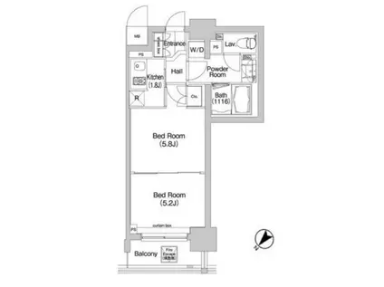 コンフォリア三田イースト(2K/13階)の間取り写真