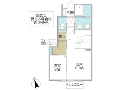 シェリール蔵前B(1LDK/1階)の間取り写真