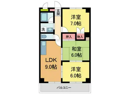 エリテ宝塚(3LDK/2階)の間取り写真