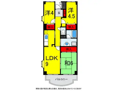 ハイルーツビル(3LDK/4階)の間取り写真