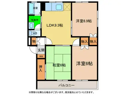 モーメント21(3LDK/3階)の間取り写真