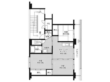 ビレッジハウス下広川(3DK/4階)の間取り写真