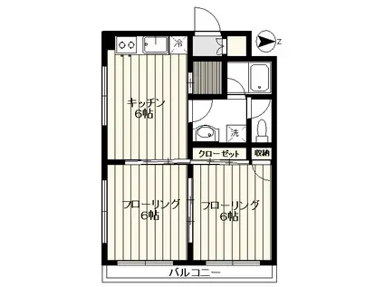コスモ落合(2DK/3階)の間取り写真
