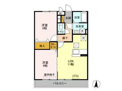 ソルティネーゼカシマ(2LDK/1階)の間取り写真