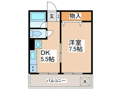 第2コーポ横田(1DK/1階)の間取り写真