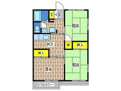 グリーンコーポ三ッ沢(3K/2階)の間取り写真