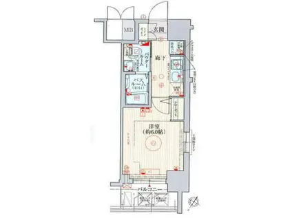 エステムプラザ神戸西IVインフィニティ(1K/3階)の間取り写真