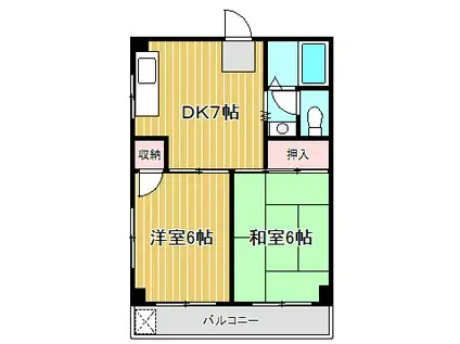 カーサ島田(2DK/1階)の間取り写真