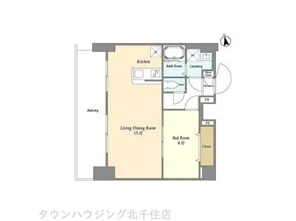 アルファコート西新井(1LDK/7階)の間取り写真