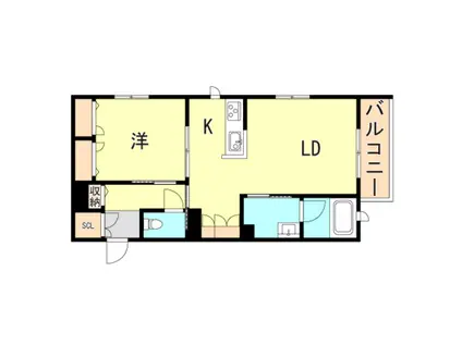 CASA MONO(1LDK/2階)の間取り写真