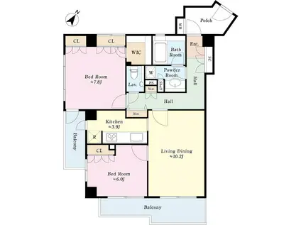 アピス初台(2LDK/2階)の間取り写真