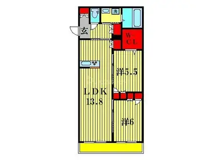 KASHIWA PLACE(2LDK/2階)の間取り写真