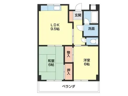 グリーンフル小雑賀(2LDK/5階)の間取り写真