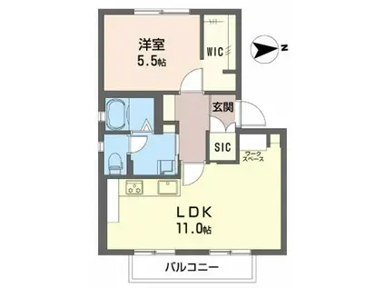 フレグランスホワイトハーベスト(1LDK/2階)の間取り写真