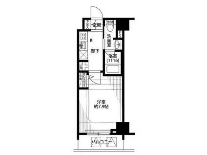 プレール・ドゥーク浜松町(1K/11階)の間取り写真