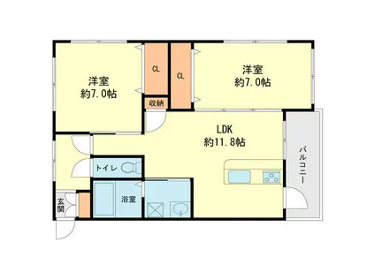 SOLDO諸岡(2LDK/1階)の間取り写真